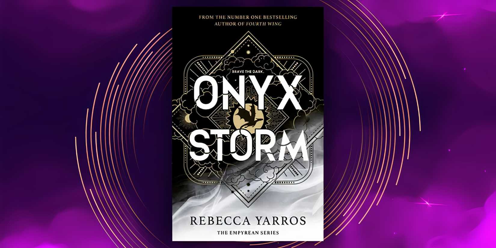 Onyx Storm by Rebecca Yarros book cover purple background