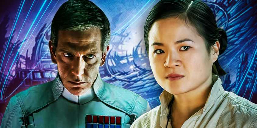 Orson Krennic from Rogue One to the left and Rose Tico in The Last Jedi to the right