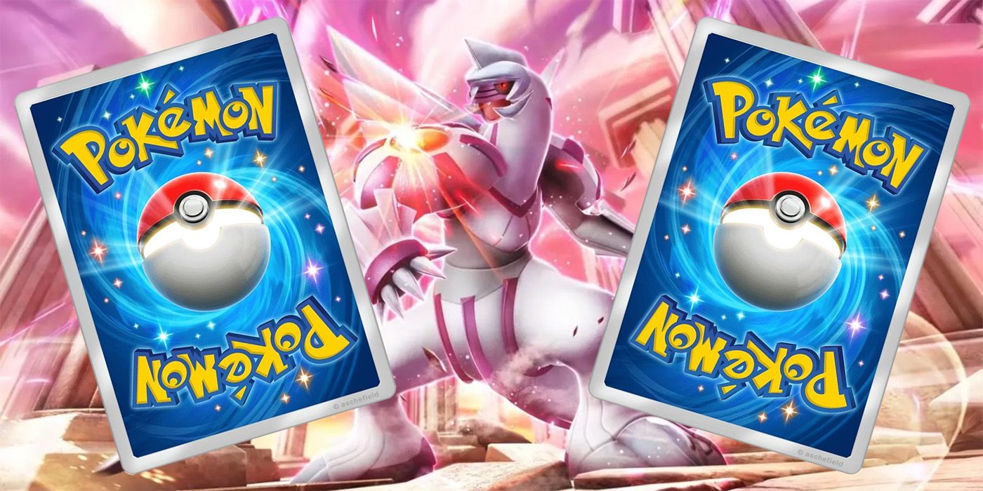 Palkia surrounded by Pokemon TCG Pocket cards