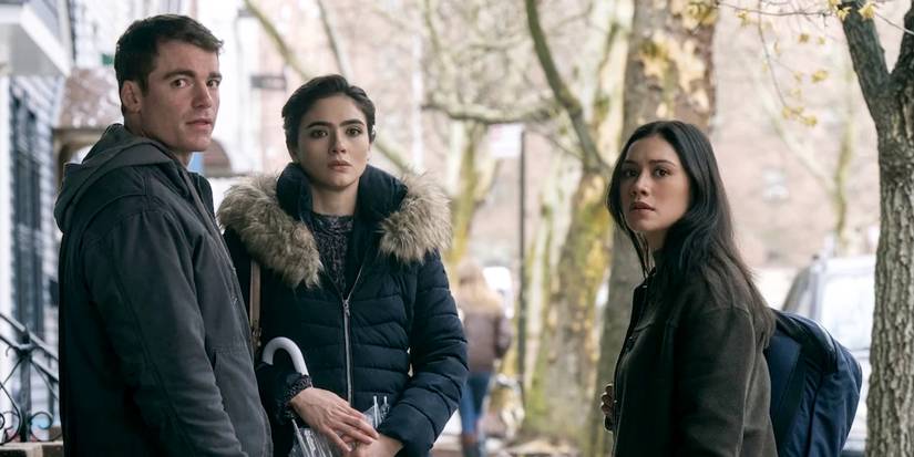 Peter, Noor, and Rose looking down the street in The Night Agent season 2