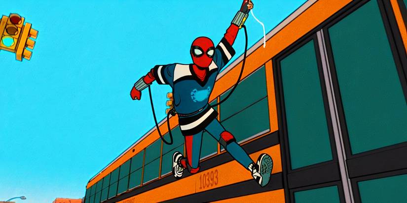 Peter Parker's Spider-Man swinging in Your Friendly Neighborhood Spider-Man