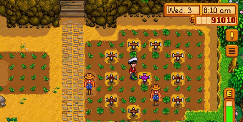 Player Planting Potato Seeds in Stardew Valley.