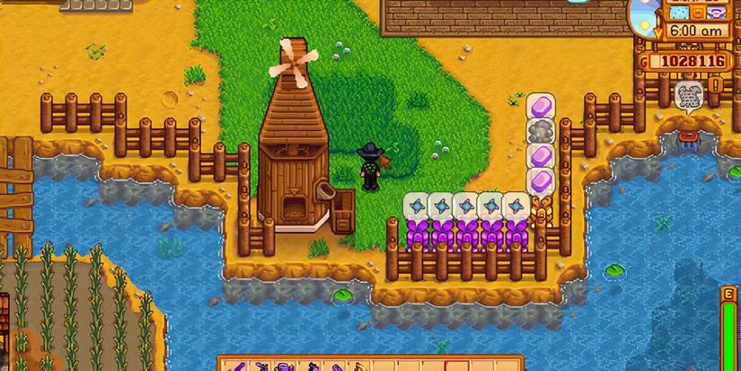 Player Standing Next to the Mill in Stardew Valley.