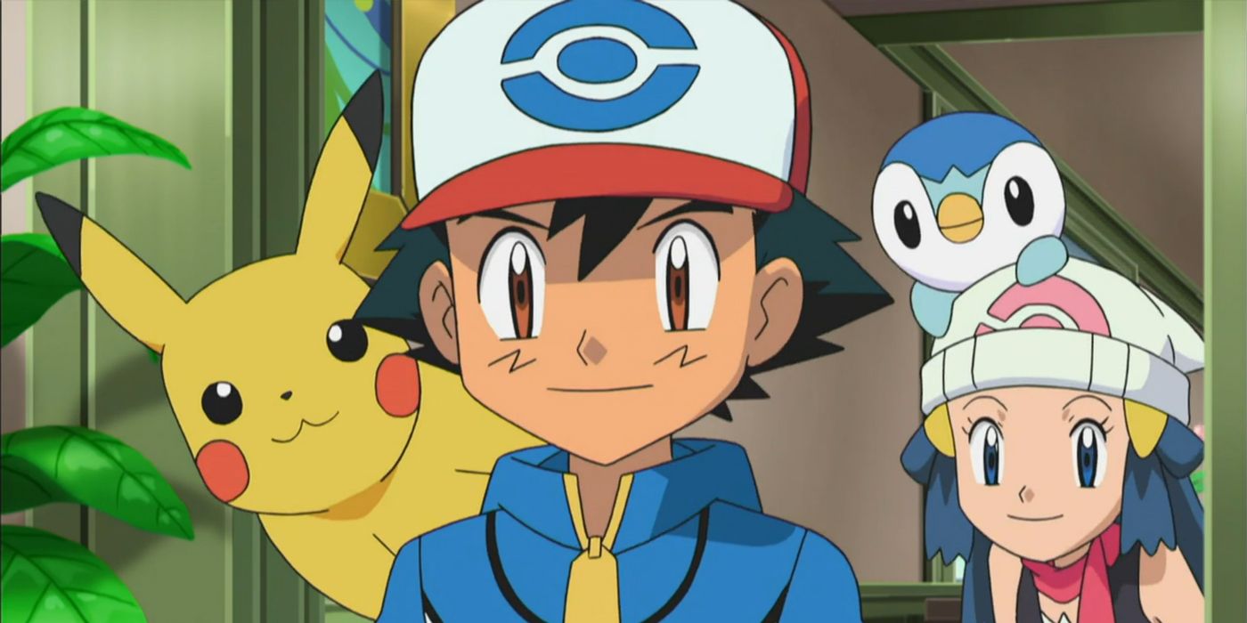 Dawn sneaks up on Ash to surprise him.