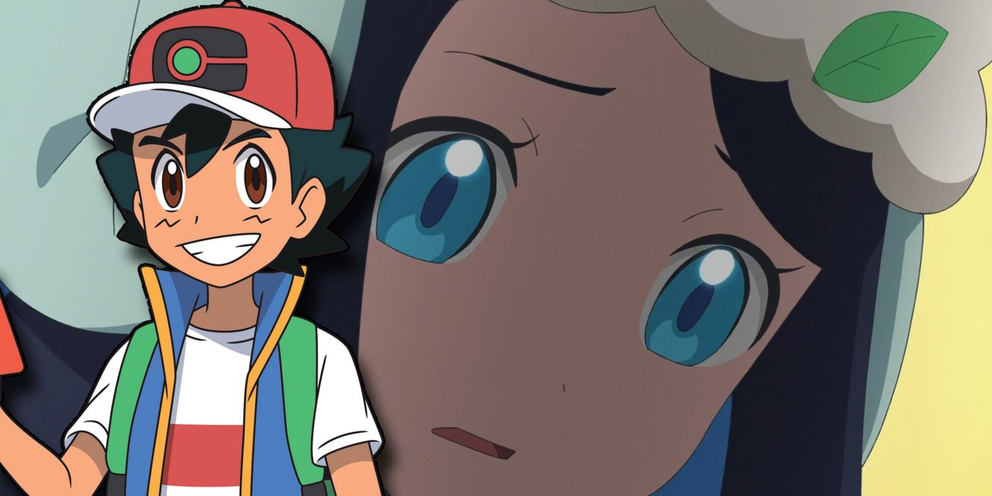 Ash grinning while Liko looks sad.