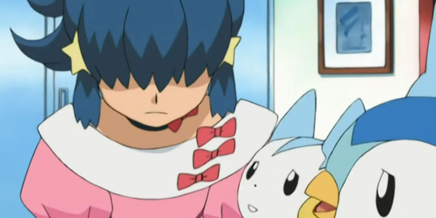 Dawn looking sad, comforted by Piplup and Pachirisu.