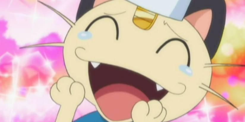 Meowth rejoices at the praise he receives for cooking noodles.
