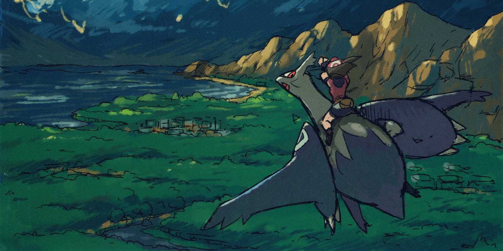 May riding Mega Latios over Hoenn in artwork for Pokemon Omega Ruby and Alpha Sapphire.