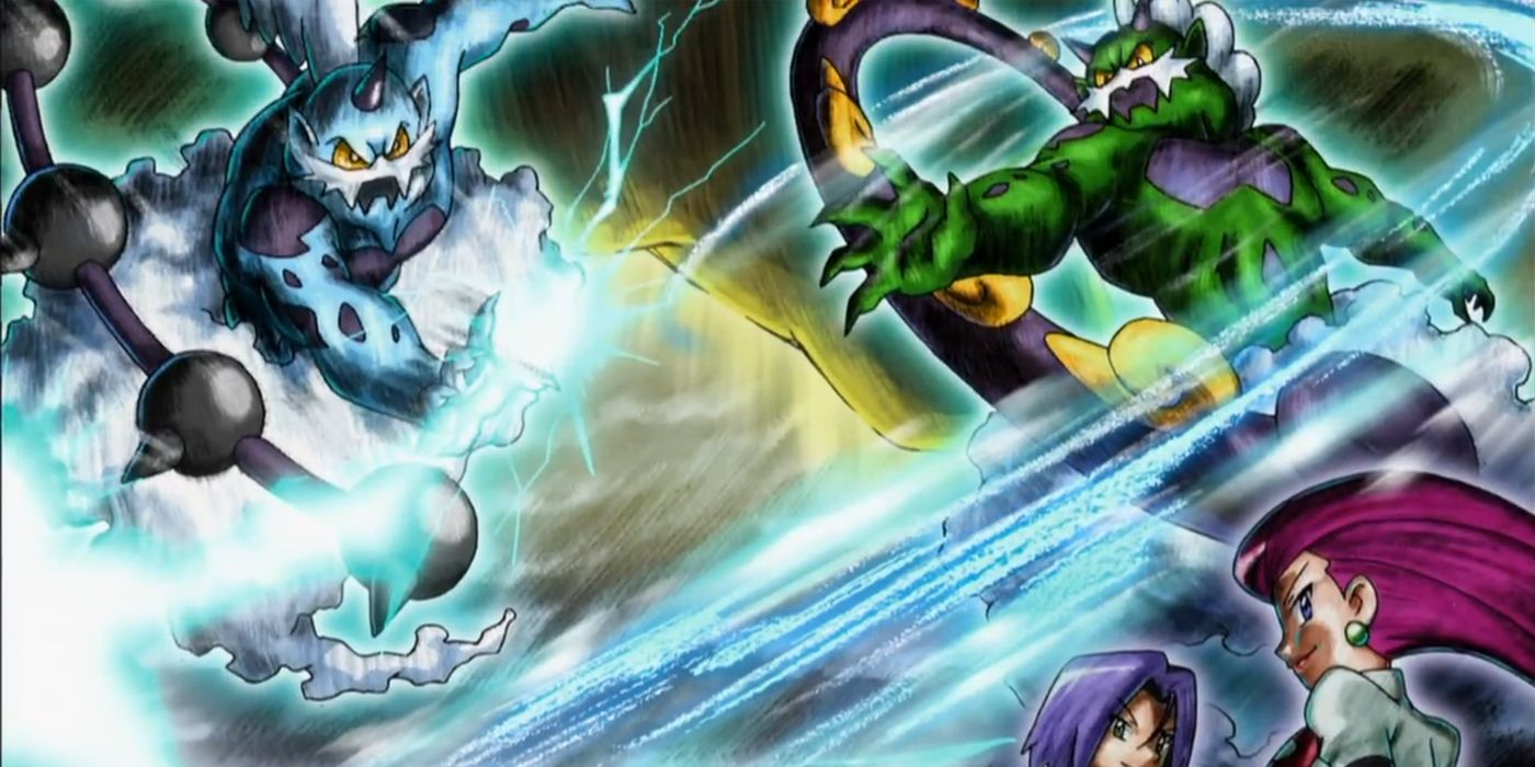 Tornadus and Thundurus clash in end-of-episode art.