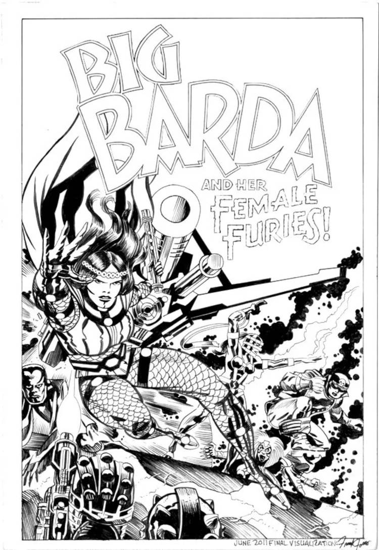 Jack Kirby cover art for "Big Barda and Her Female Furies!" an unrealized DC project.