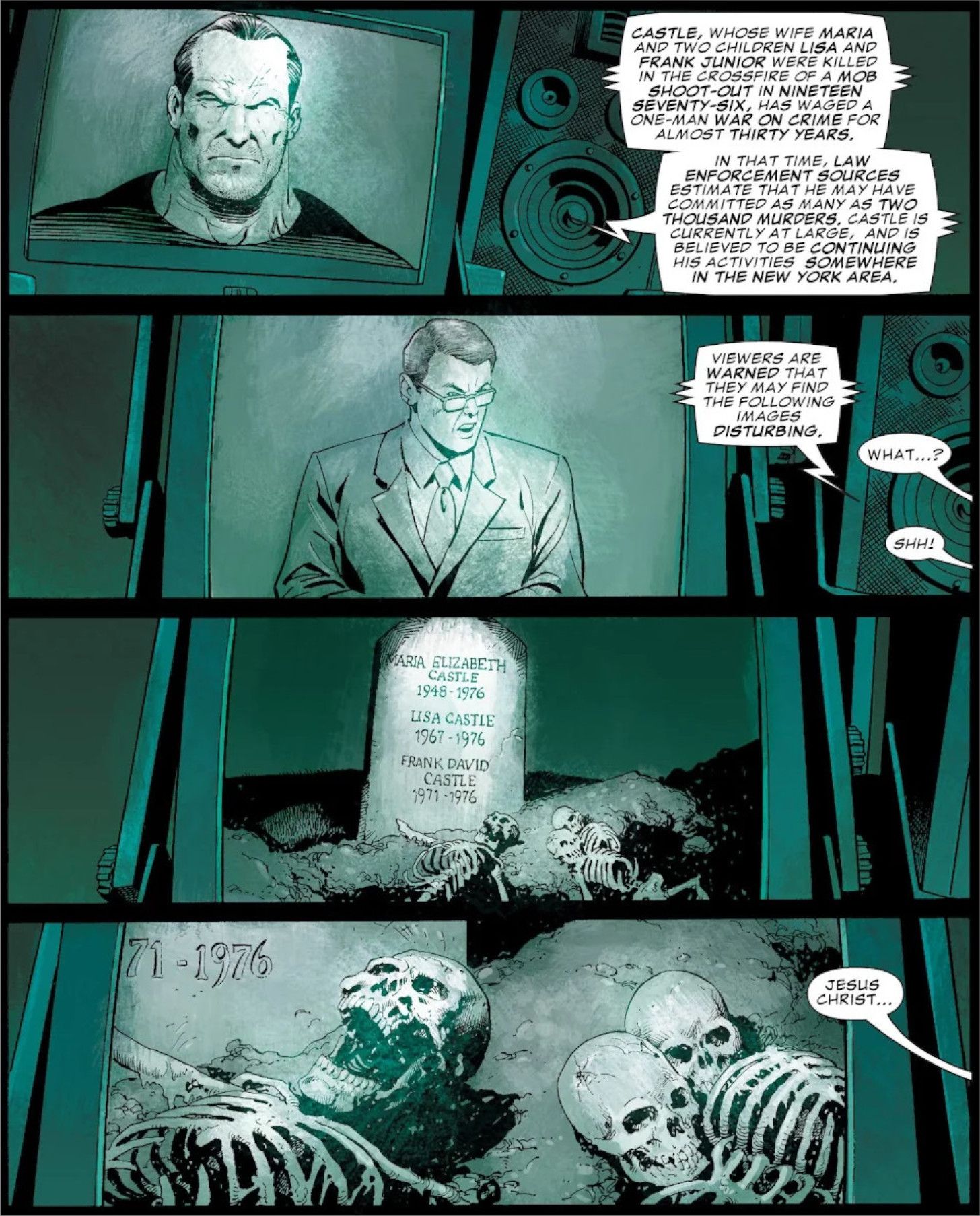 Punisher #19 Frank Castle's family is dug from their graves