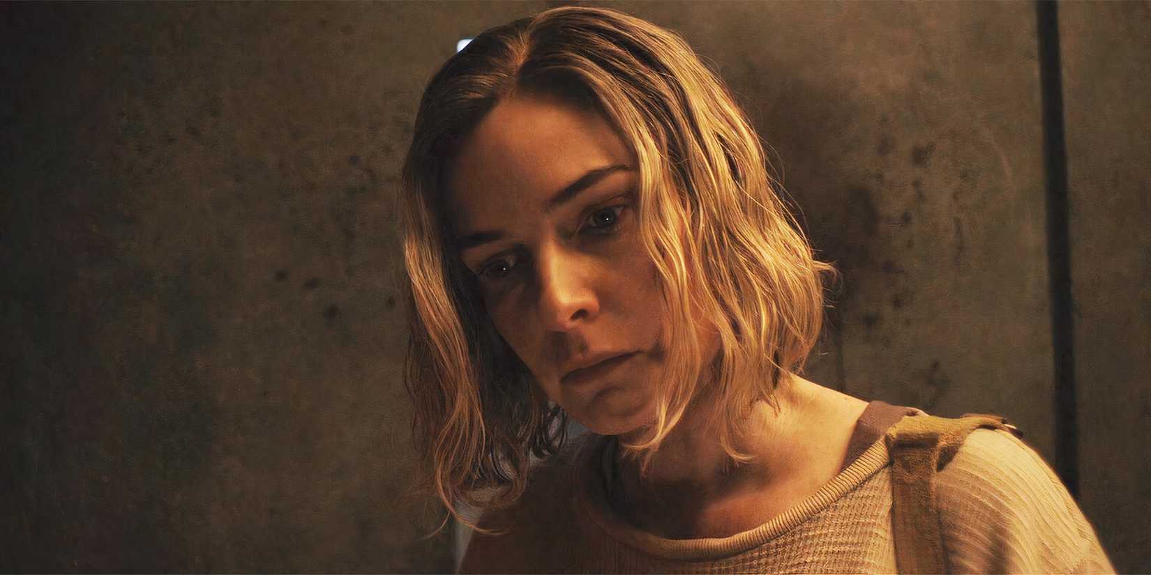 Rebecca Ferguson looking down as Juliette in Silo season 2, episode 9