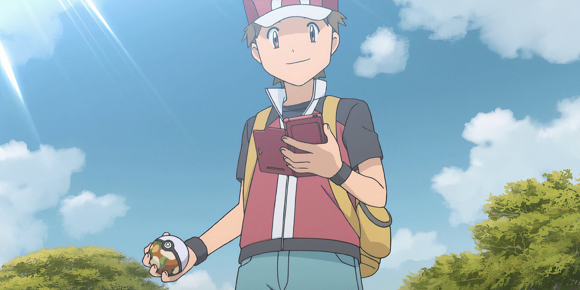 Red holding the Safari Ball in Pokemon Origins