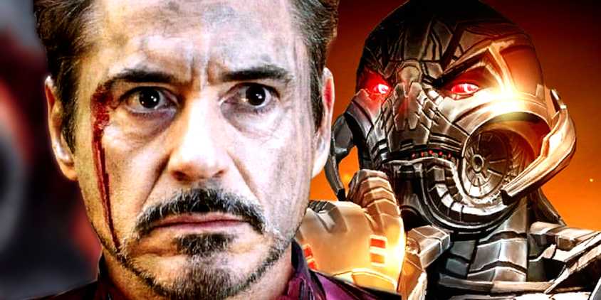 Robert Downey Jr.'s Iron Man looks scared seeing Ultron in the MCU's Avengers Age of Ultron