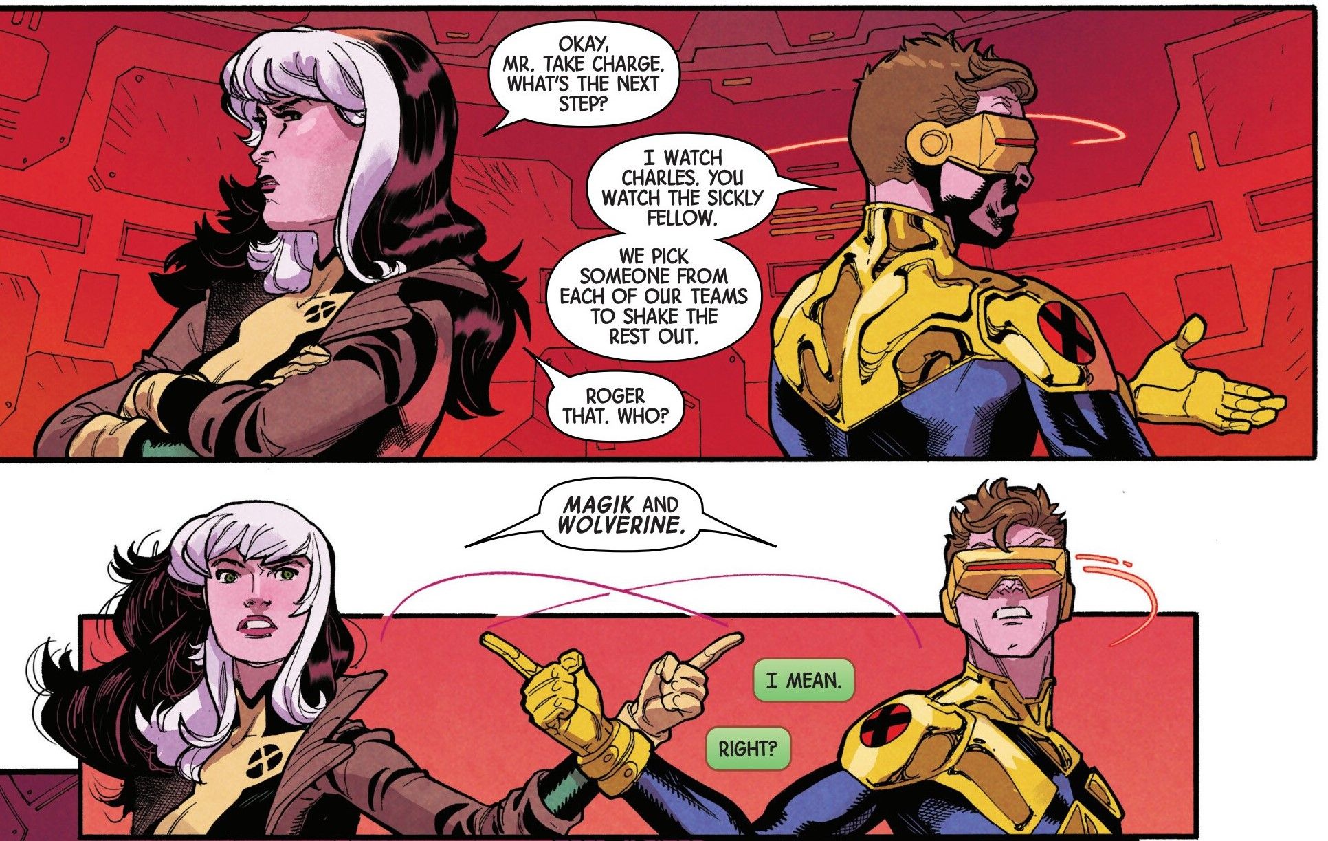 Rogue et Silkop conviennent que Magik et Wolverine sont leurs meilleurs combattants.