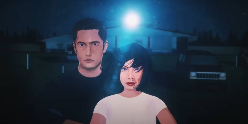 A small town couple at the Drive-In in the Runaway Horses music video