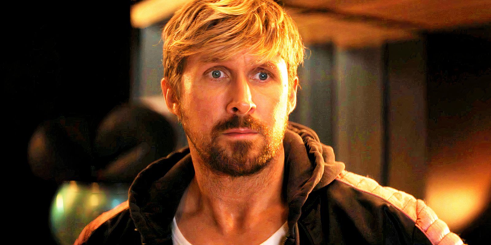 Ryan Gosling looking surprised as Colt Seavers in The Fall Guy