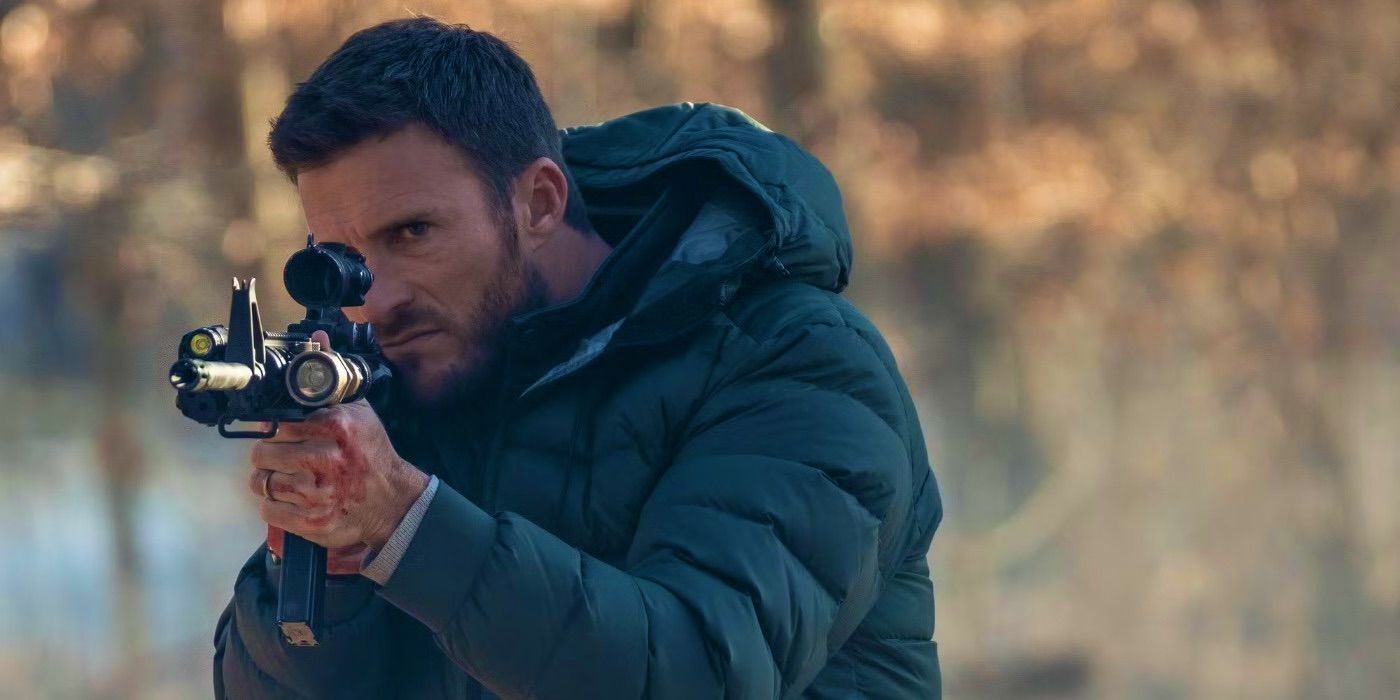 Scott Eastwood pointing a rifle in Alarum