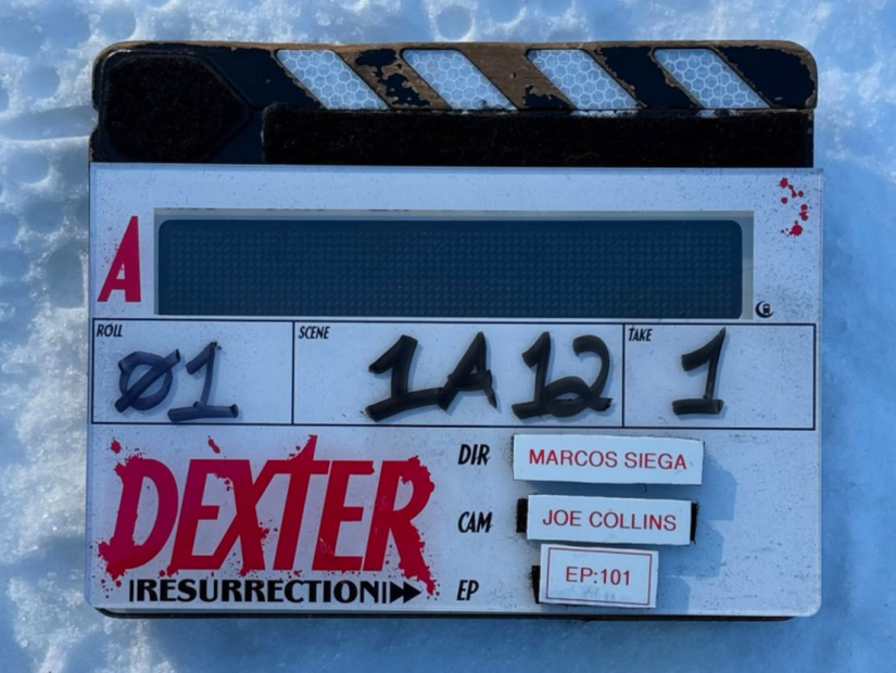Screenshot of Marcos Siega's Instagram post of a Dexter Resurrection clapper board