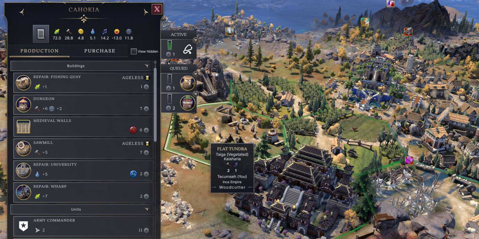 City production menu in Civ 7
