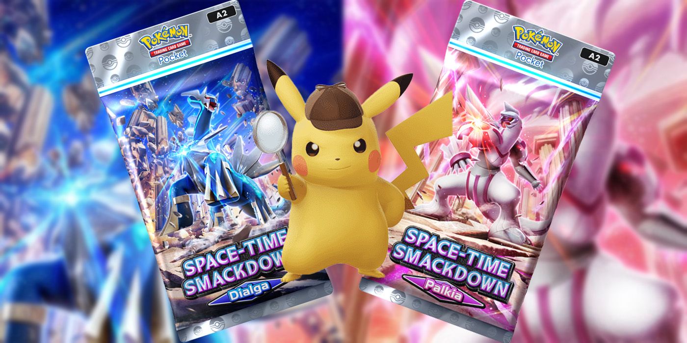 Space-Time Smackdown cards behind Detective Pikachu