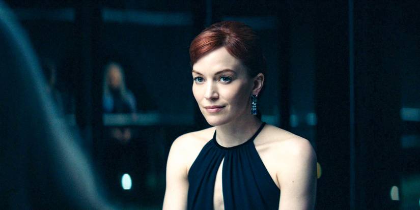 Helena Eagan (Britt Lower) sitting across from Ms. Cobel (Patricia Arquette) in Severance season 2, episode 2