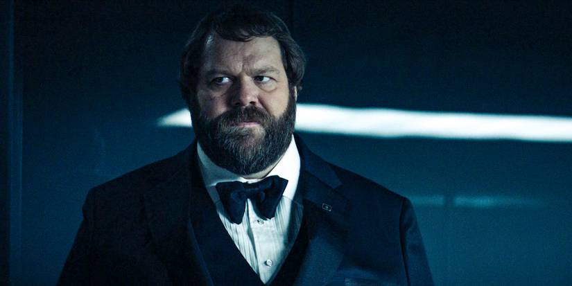 Mr. Drummond (Ólafur Darri Ólafsson) looking serious in Severance season 2