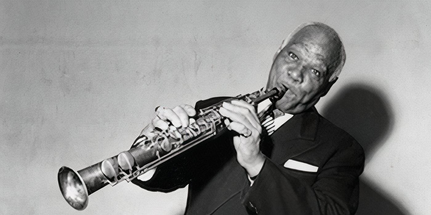 Sidney Bechet playing a clarinet