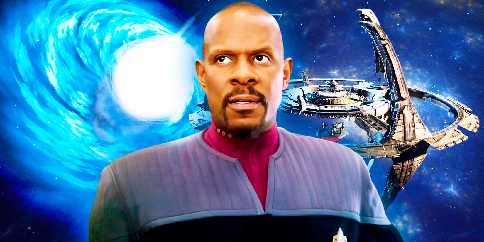 Sisko, the space station and the wormhole from Deep Space Nine season 7