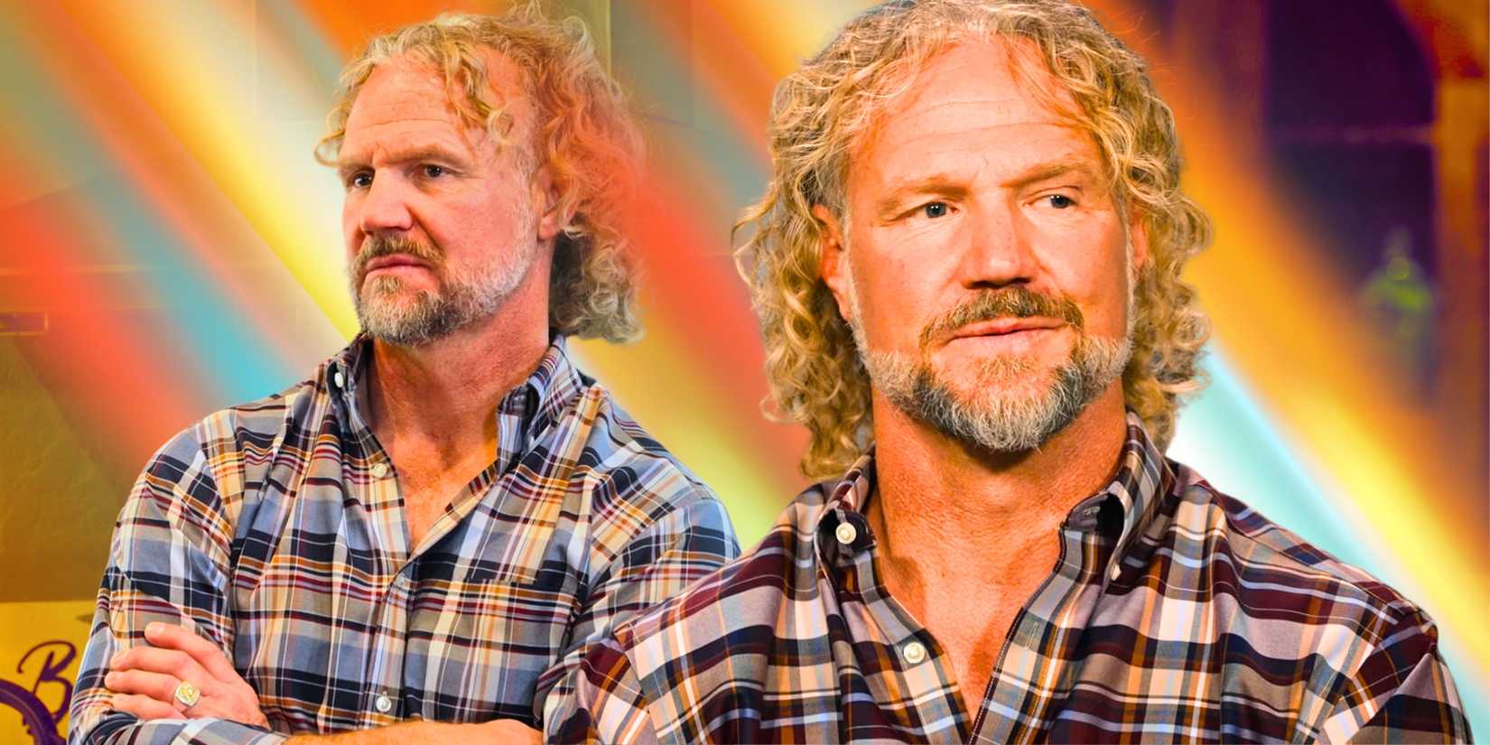 Sister Wives Kody Brown in side by side images looking annoyed