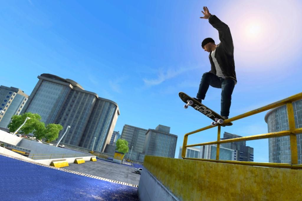 Skate ea skater doing a trick on a railing