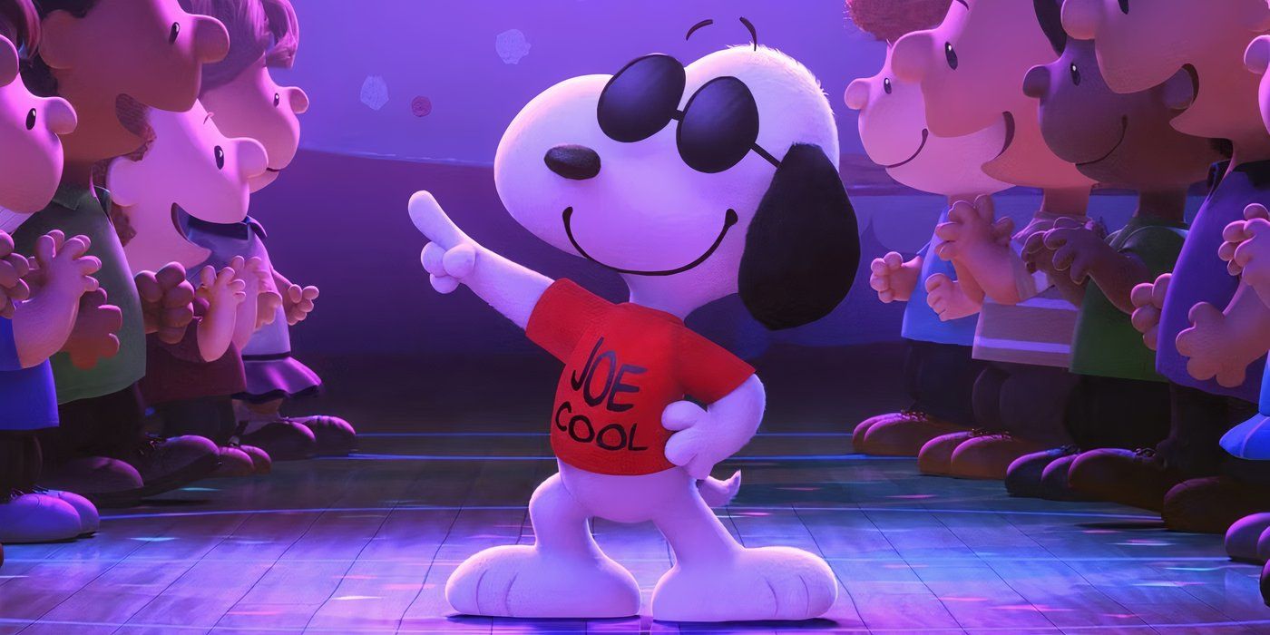 Snoopy from Peanuts on the dance floor as his character 'Joe Cool'.