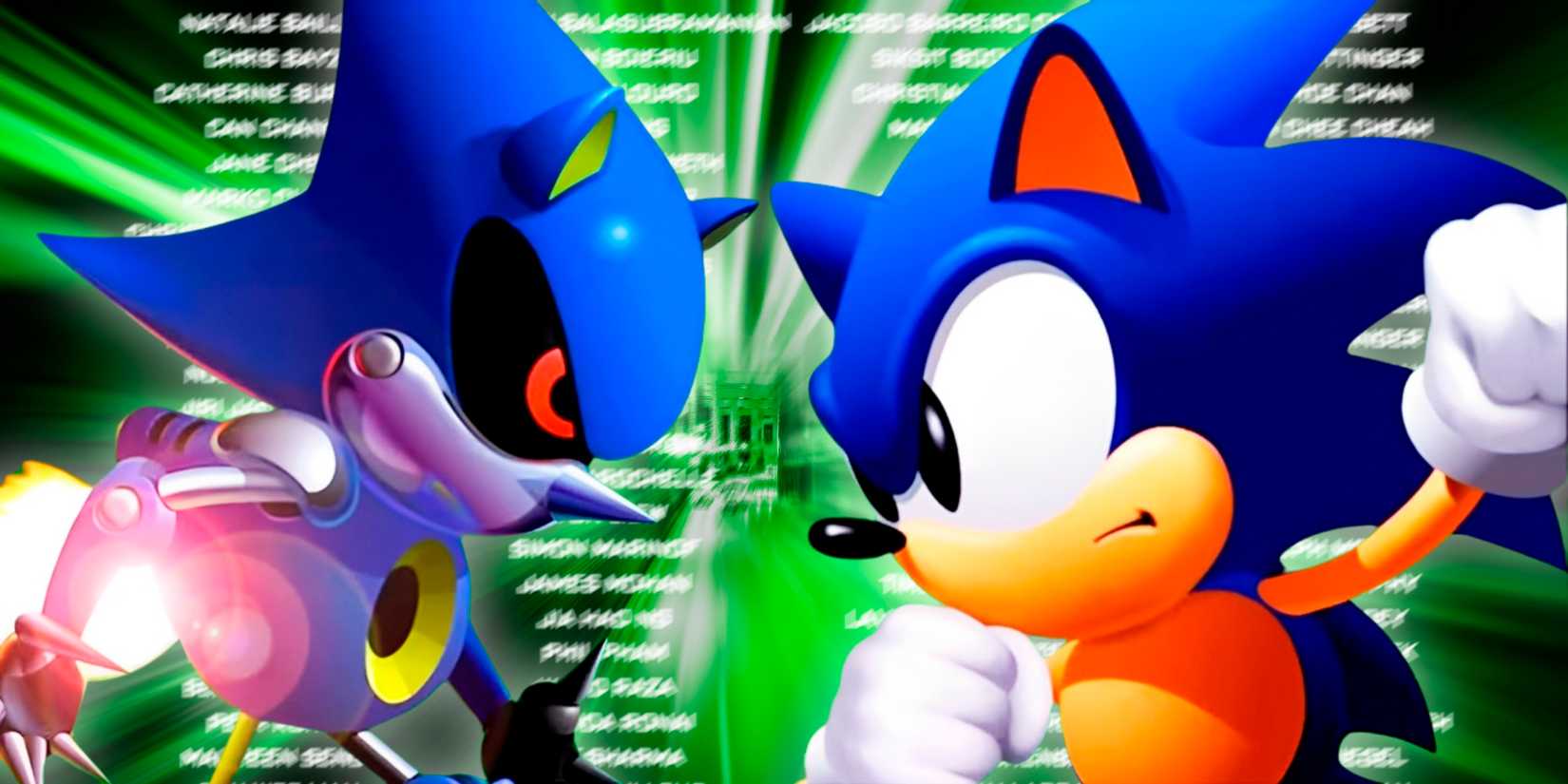 Sonic and Metal Sonic in Sonic CD and closing credits background