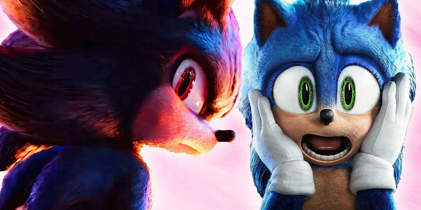 Shadow looks angry and Sonic looks shocked in Sonic the Hedgehog 3