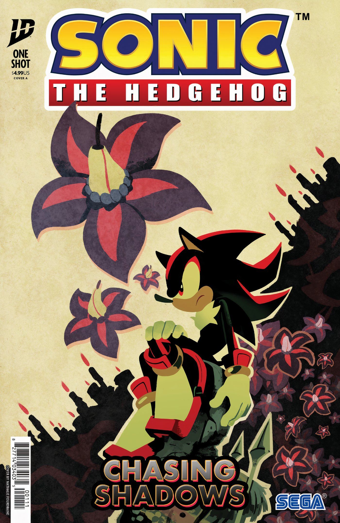 Shadow the Hedgehog sits on a bed of flowers, some of which float around him, and they resemble Doom's eyes