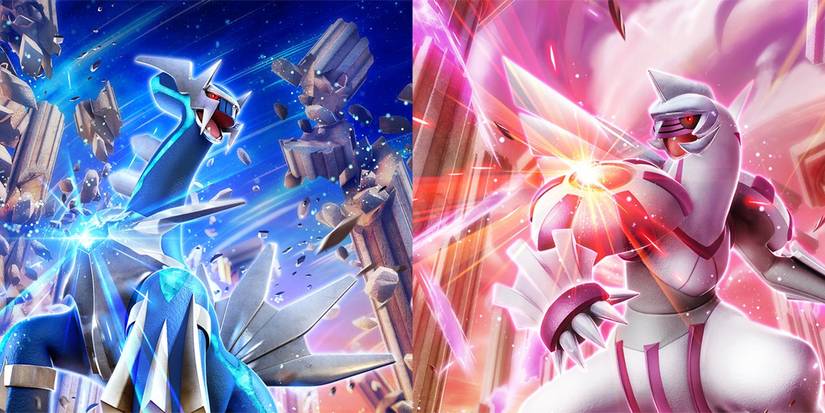 Key art for Space-Time Smackdown, featuring Palkia and Dialga