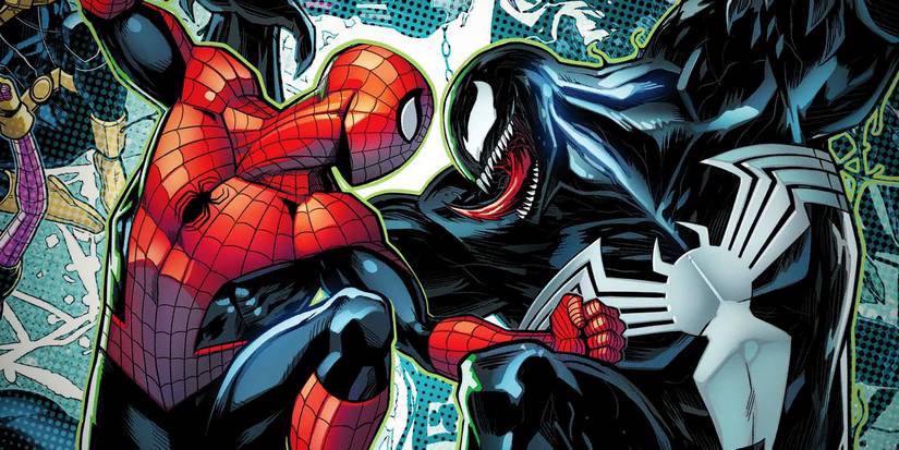 Spider-Man and Venom Face to Face in Spider-Verse vs Venom-Verse Comic Art