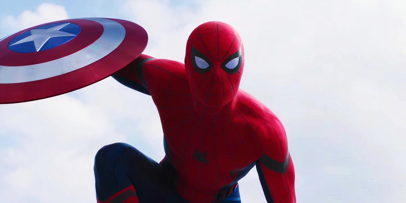 Spider-Man apparaît avec le bouclier de Captain America dans Captain America Civil War