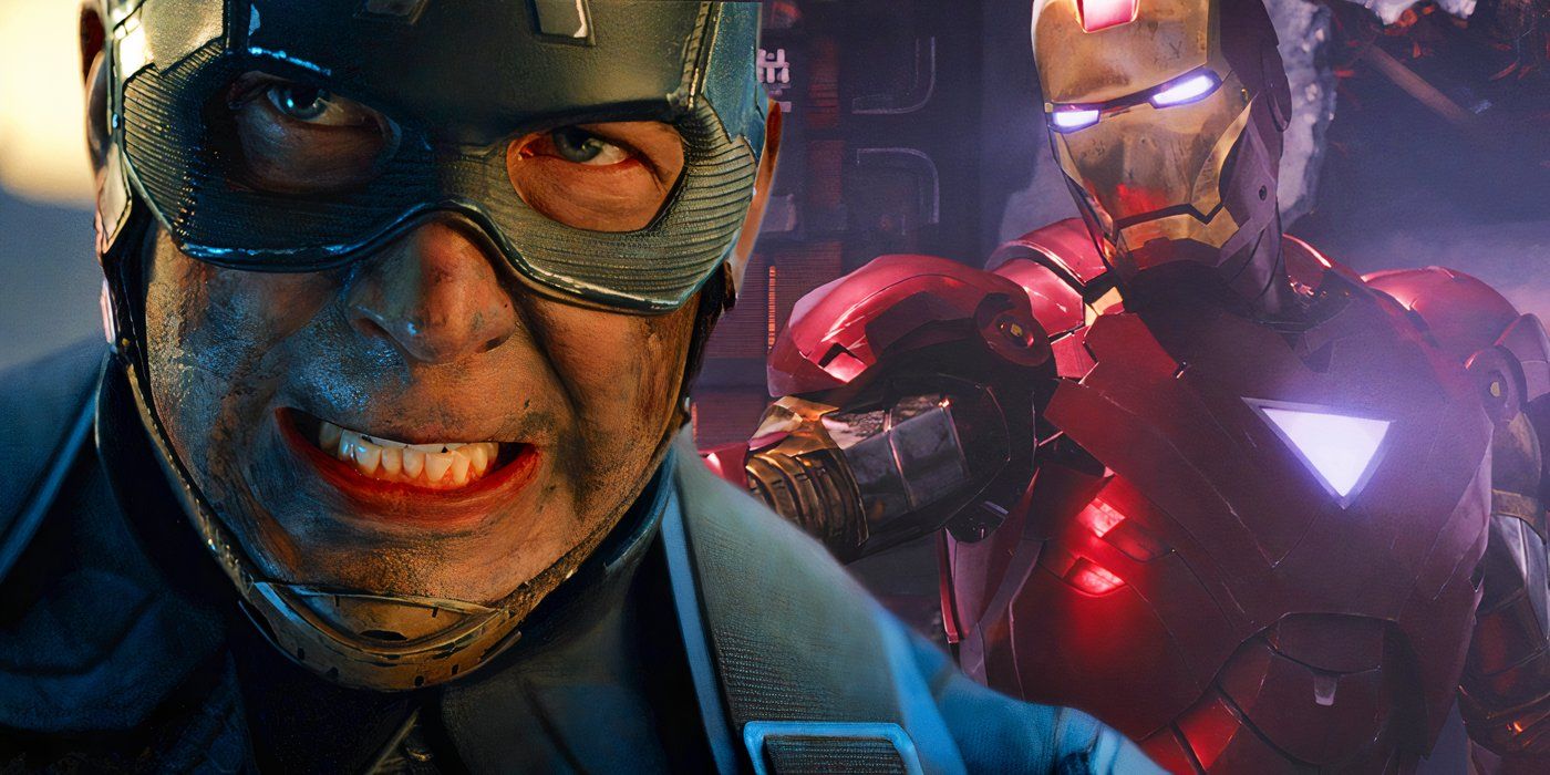 Split image of Captain America in Avengers Endgame and Iron Man in The Avengers