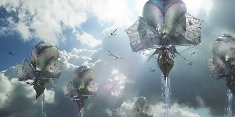 Squidlike floating craft in concept art for Avatar Fire and Ash