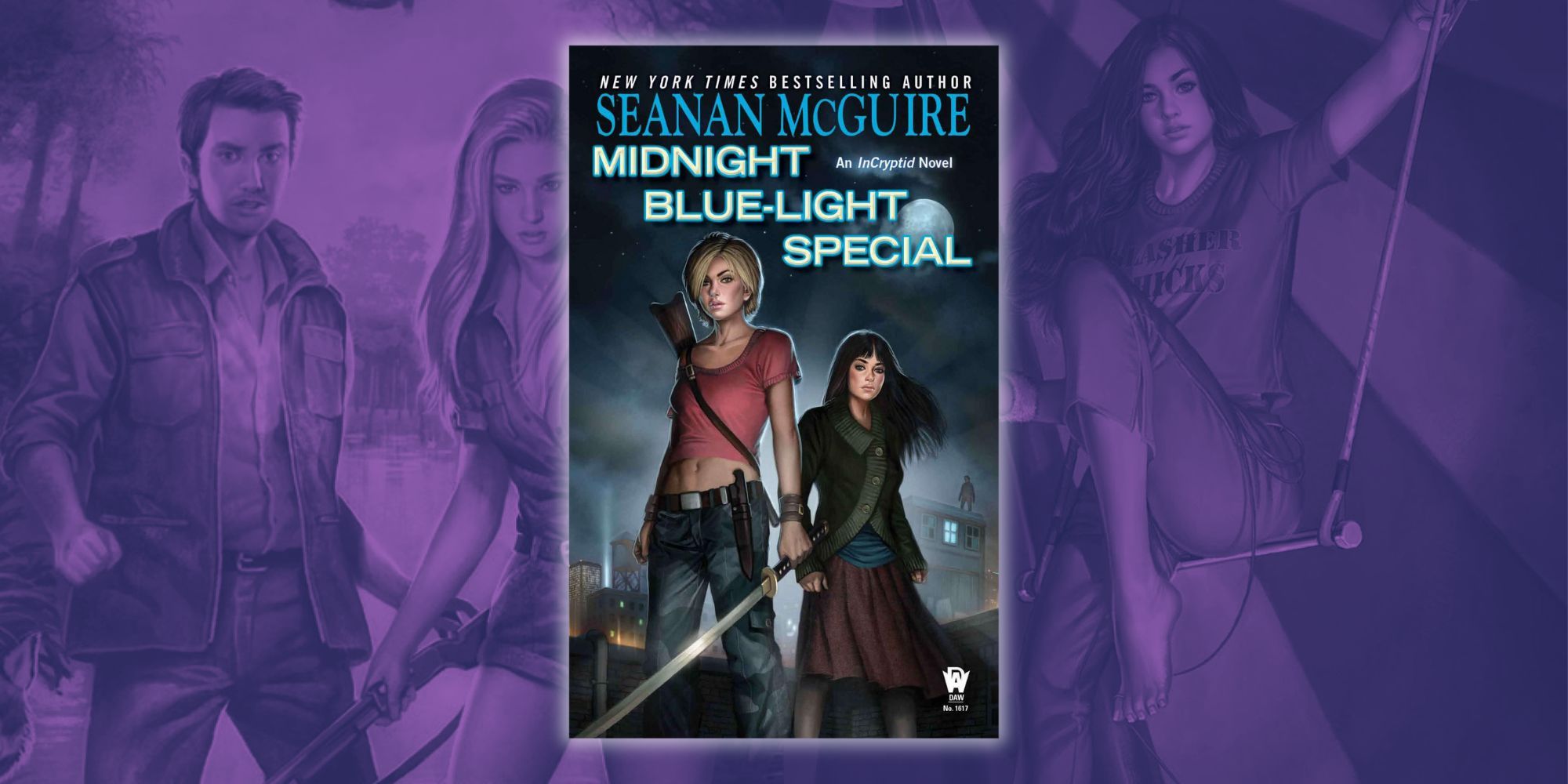 The cover of Incryptid: Midnight Blue-Light Special about a background of other Incryptid books