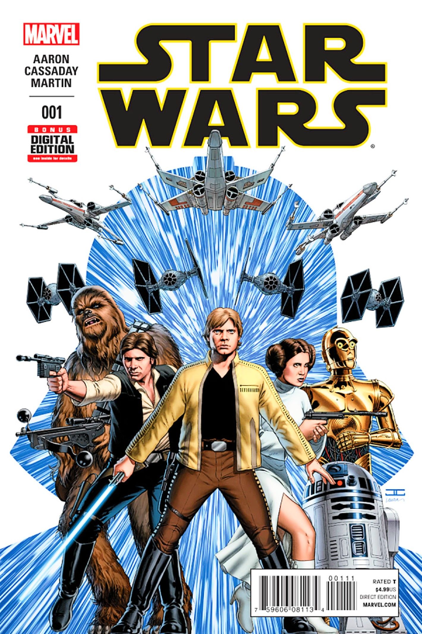 Cover of Star Wars #1 (2015), featuring the main cast of the Original Trilogy