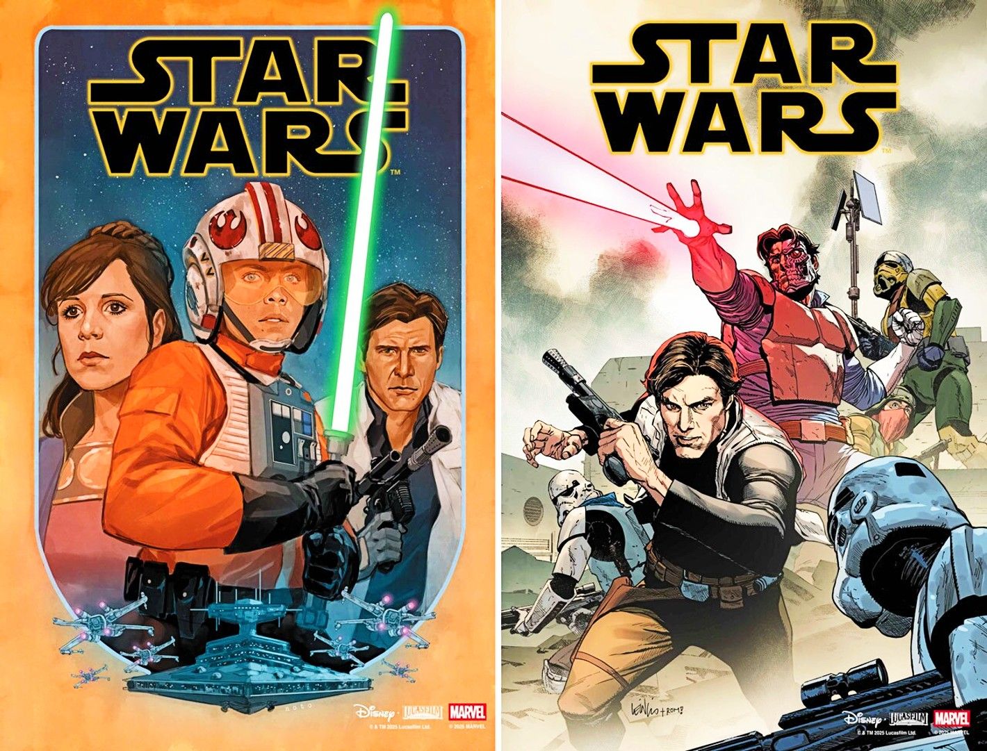 Main cover and variant cover of Star Wars #1 side by side