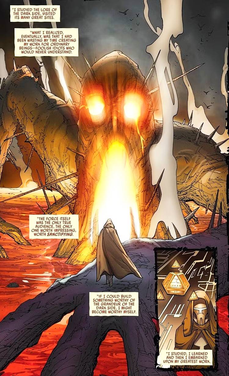 Star Wars #22, Darth Momin describes the Dark Side as a living, hungry thing