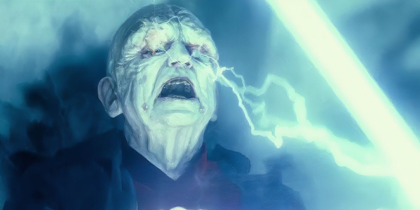 El Emperador Palpatine es vaporizado por un rayo de la Fuerza.