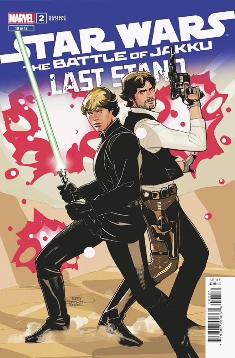 Star Wars Last Stand #2 variant cover, Luke and Han fighting back to back