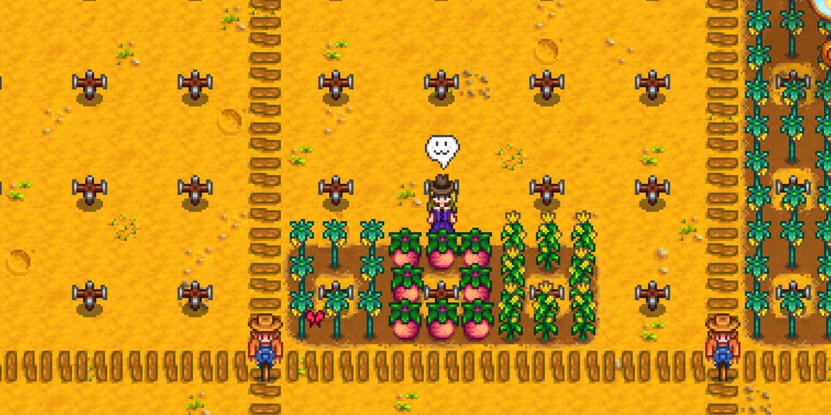 Stardew Valley Farm Starfruits, Melons and Corn.