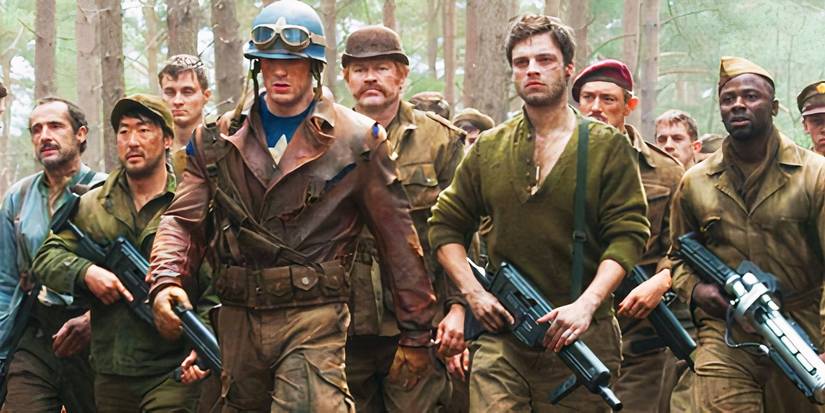Steve Rogers and Bucky Barnes leading in Captain America The First Avenger