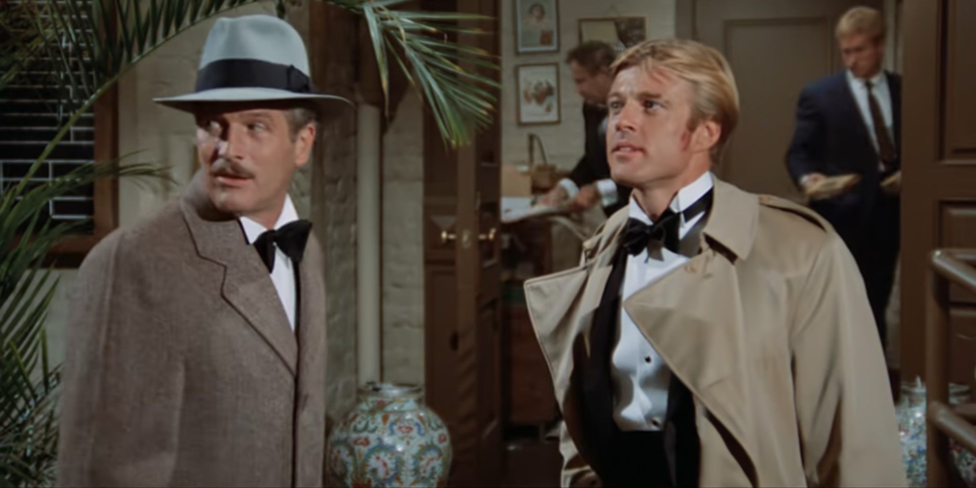 Henry Gondorff (Paul Newman) e John Hooker (Robert Redford) no final de The Sting (1973)