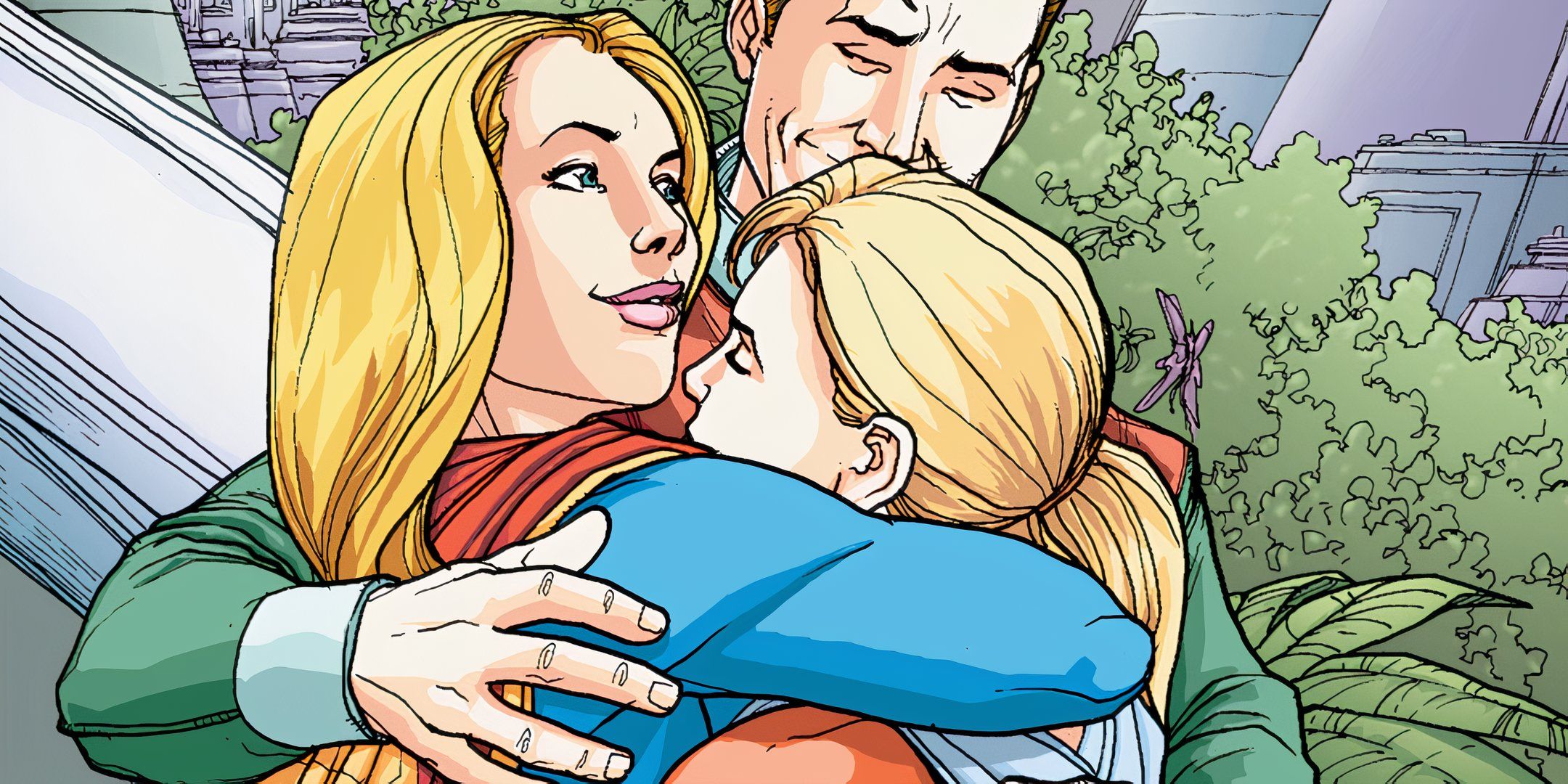 Supergirl Hugging Her Parents DC